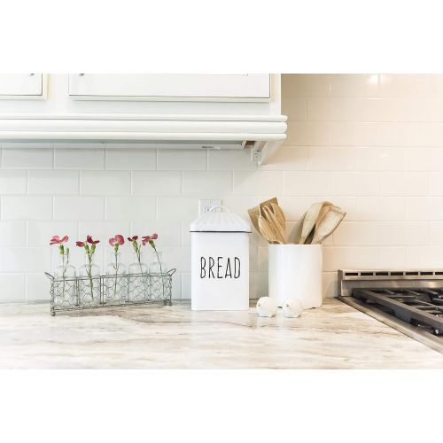  Creative Co-op Creative Co-Op White Metal BREAD Box with Lid