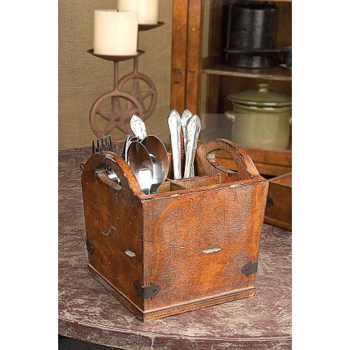  Creative Co-op Creative Co-Op Wood Utensil Holder with 4 Compartments