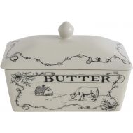 Creative Co-Op Country Style Butter Dish, White and Black