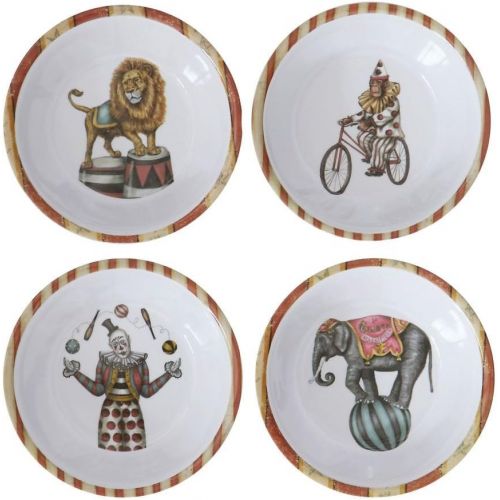  Creative Co-op 5.5 x 1.5H Melamine Bowl Vintage Circus Image set of 4