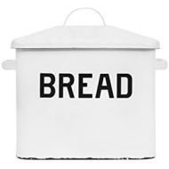 Creative Co-op Enameled Metal Distressed Bread Box with Lid, White