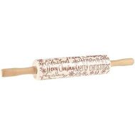 Merry Christmas Rolling Pin with Bamboo Handle: Kitchen & Dining