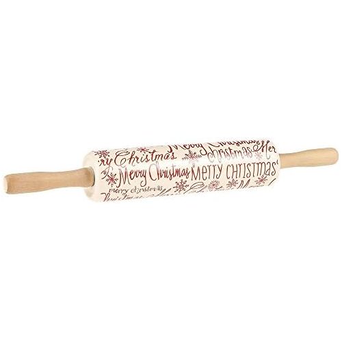  Merry Christmas Rolling Pin with Bamboo Handle: Kitchen & Dining