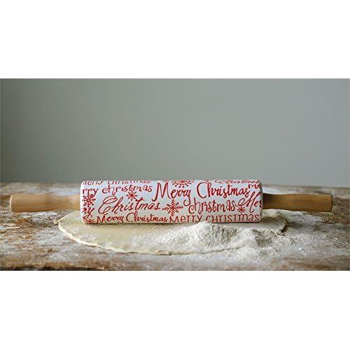  Merry Christmas Rolling Pin with Bamboo Handle: Kitchen & Dining