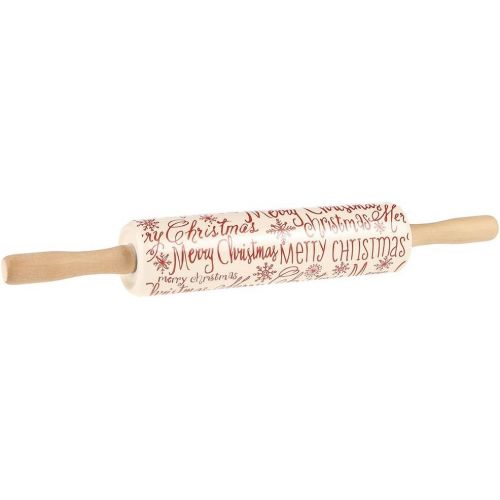  Merry Christmas Rolling Pin with Bamboo Handle: Kitchen & Dining