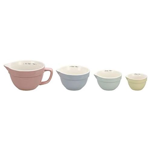  Creative Co-Op DA1803 Set of 4 Batter Bowl Shaped Measuring Cups in Pink, Blue, Green & Yellow: Kitchen & Dining