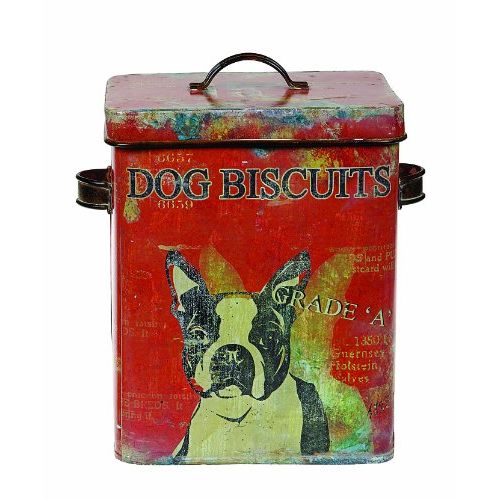  Creative Co-op Vintage Tin Boston Terrier Dog Biscuit Container