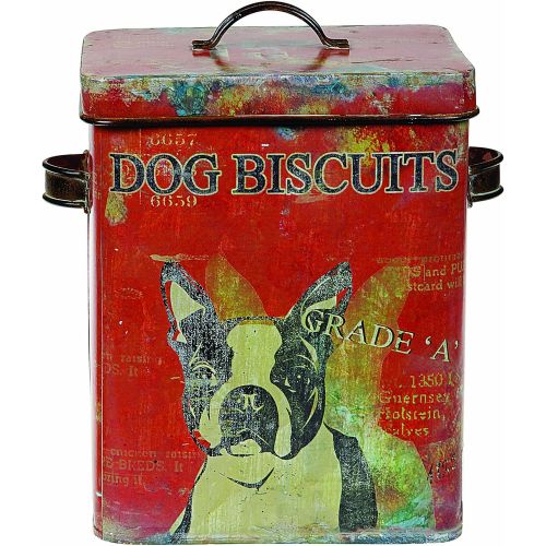  Creative Co-op Vintage Tin Boston Terrier Dog Biscuit Container