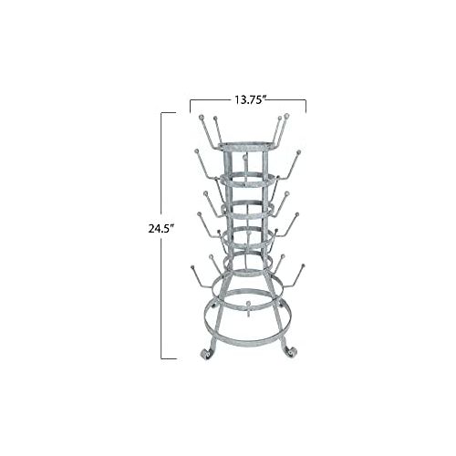  Creative Co-op Metal Bottle/Mug Holder with 24 Hooks Entertaining Tools, Grey