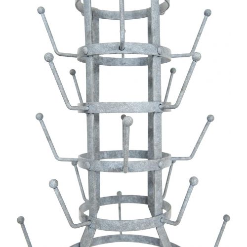  Creative Co-op Metal Bottle/Mug Holder with 24 Hooks Entertaining Tools, Grey