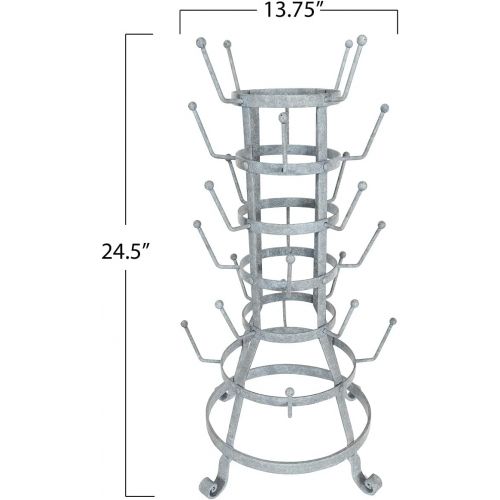  Creative Co-op Metal Bottle/Mug Holder with 24 Hooks Entertaining Tools, Grey