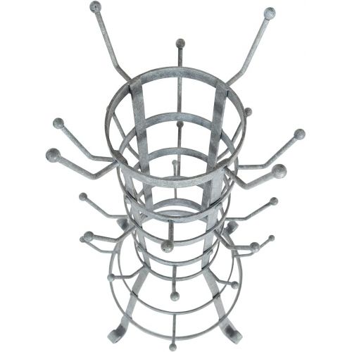  Creative Co-op Metal Bottle/Mug Holder with 24 Hooks Entertaining Tools, Grey