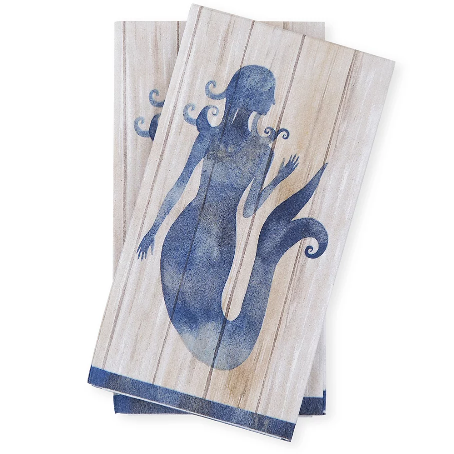  Creative Converting 16-Count Blue Mermaid Paper Guest Towels