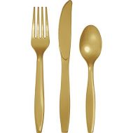 Creative Converting Touch of Color Premium Plastic Cutlery Assortment (Forks, Spoons, Knives), Glittering Gold, 24-Count