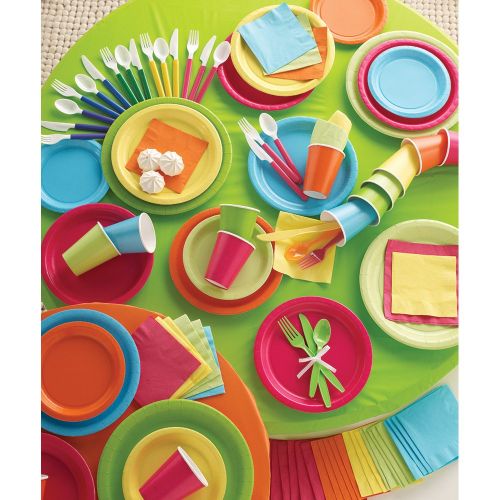  Creative Converting 553277 Touch of Color 96 Count Dinner/Large Paper Plates, Hot Magenta