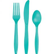 Creative Converting 324788 Touch of Color Premium 288 Count Assorted Plastic Cutlery, Teal Lagoon