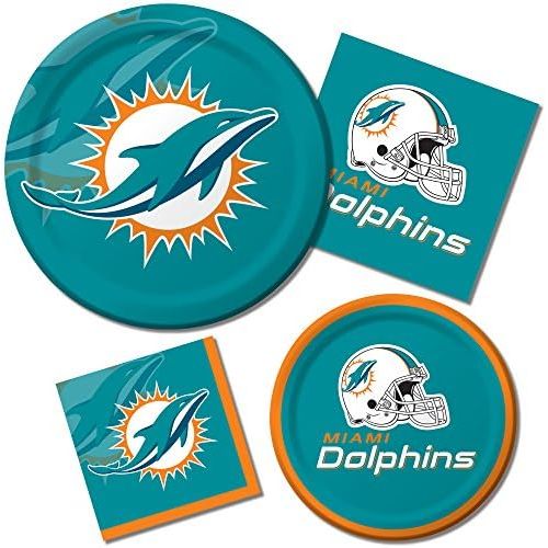  [아마존베스트]Creative Converting Officially Licensed NFL Paper Beverage Napkins, 192-Count, Miami Dolphins