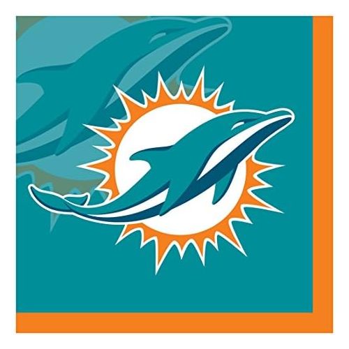  [아마존베스트]Creative Converting Officially Licensed NFL Paper Beverage Napkins, 192-Count, Miami Dolphins