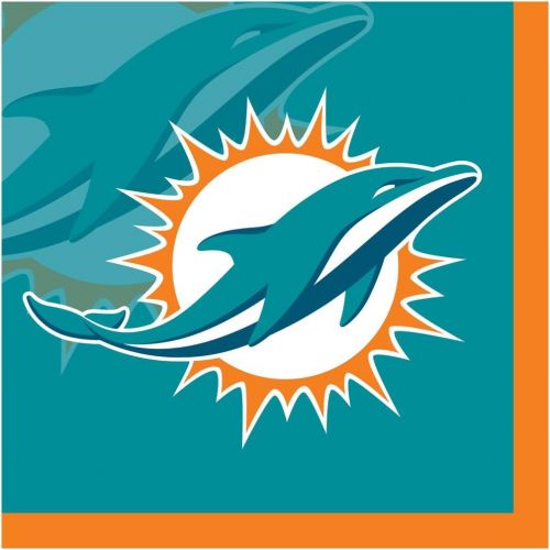  [아마존베스트]Creative Converting Officially Licensed NFL Paper Beverage Napkins, 192-Count, Miami Dolphins
