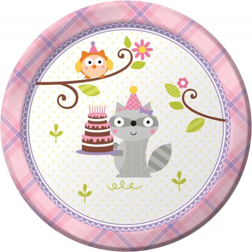  Creative Converting 8 Count Paper Dessert Plates, Happi Woodland-Girl -