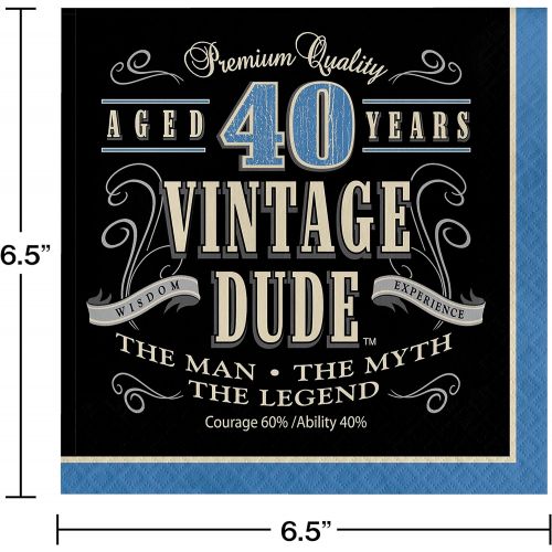  Creative Converting 16 Count Vintage Dude 40th Birthday Lunch Napkins