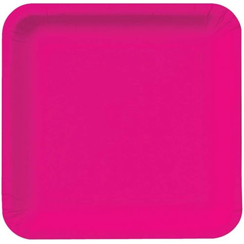  Creative Converting 463277 Touch of Color 18 Count Square Paper Dinner Plates, Hot Magenta , 9 -