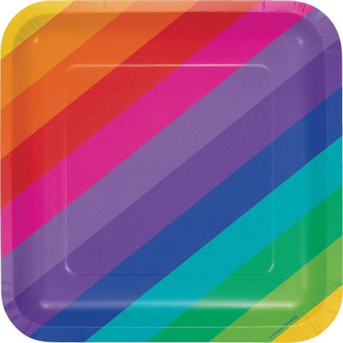  Creative Converting 8 Count Square Paper Plates, 9, Rainbow -