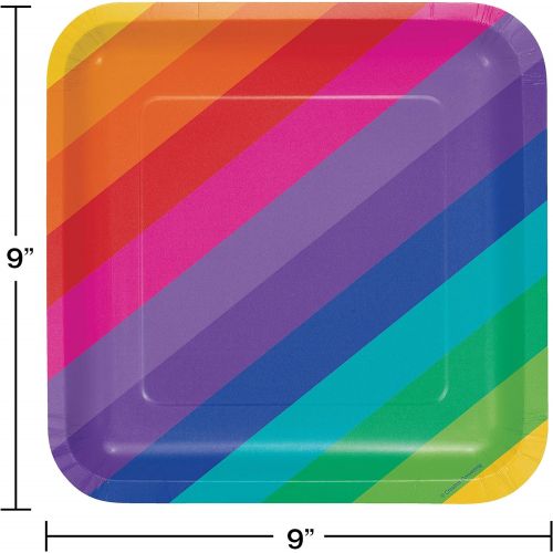  Creative Converting 8 Count Square Paper Plates, 9, Rainbow -