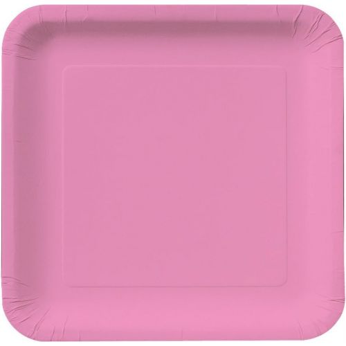  Creative Converting 18-Count Touch of Color Square Paper Dinner Plates, Candy Pink