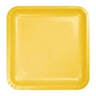 Creative Converting Touch of Color 18 Count Square Paper Lunch Plates, School Bus Yellow , 7.25 -