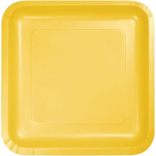  Creative Converting Touch of Color 18 Count Square Paper Lunch Plates, School Bus Yellow , 7.25 -