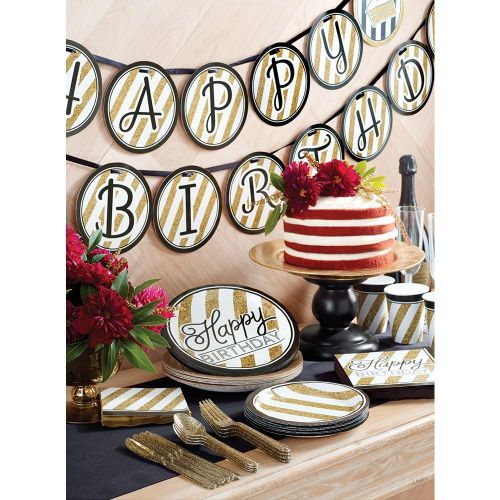  Creative Converting 8 Count Sturdy Style Paper Dessert Plates, 7, Black/Gold