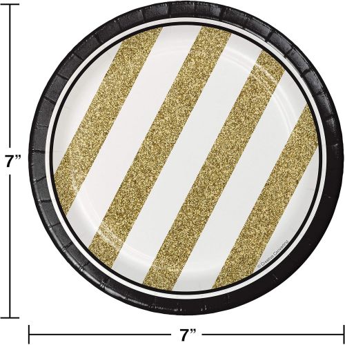  Creative Converting 8 Count Sturdy Style Paper Dessert Plates, 7, Black/Gold