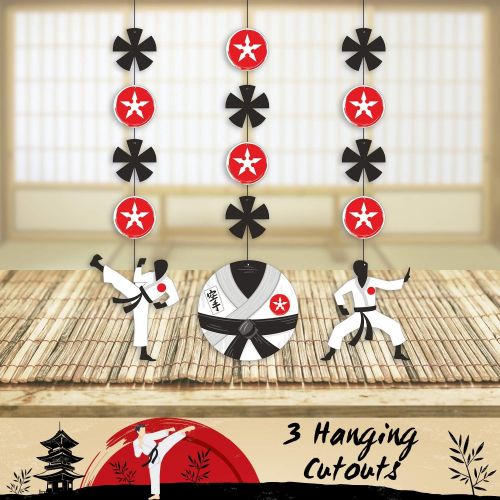  Creative Converting Karate Party Decor Bundle Hanging Cutouts & Table Centerpiece Martial Arts Birthday Decoration, Ninja Baby Shower