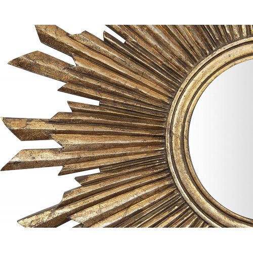  Creative Co-op Round Sunburst Wall Mirror with Gold Finish