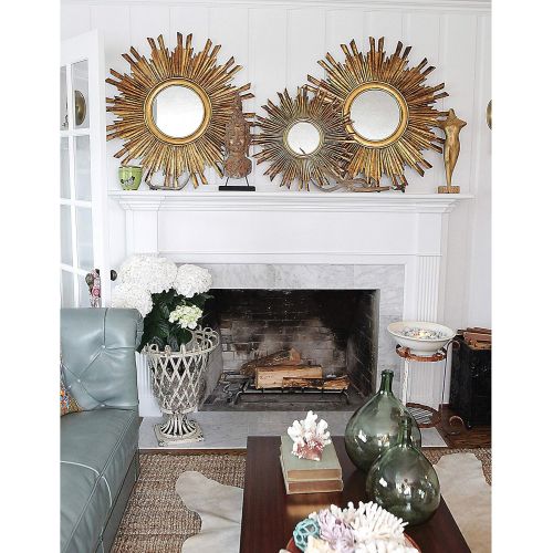  Creative Co-op Round Sunburst Wall Mirror with Gold Finish