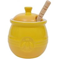 [아마존베스트]Creative Co-op Creative Co-Op DA4177 Pot with Lid & Wood Honey Dipper, Yellow