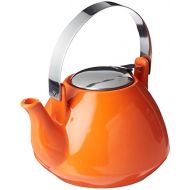 Creative Home Ceramic Teapot with Stainless Steel Lid and Infuser, Orange