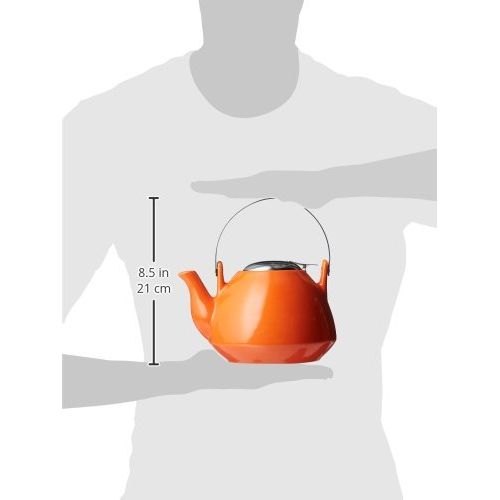  Creative Home Ceramic Teapot with Stainless Steel Lid and Infuser, Orange