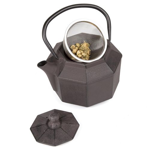  Creative Home 73512 Kyusu Cast Iron Tea Pot, 34 oz, Brown