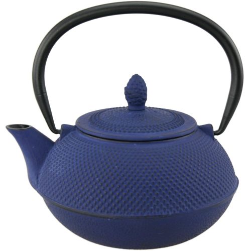  Creative Home 73481 Cast Iron Tea Pot with Infuser Basket, 30 oz, Blue