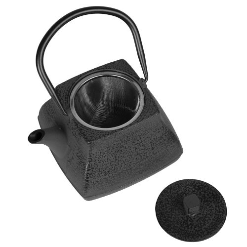  Creative Home 73504 47 oz Cast Iron Tea Pot, Black Color,