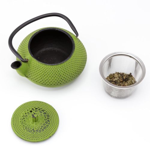  Creative Home 73474 Kyusu Cast Iron Tea Pot, 10 oz., Green