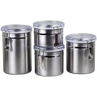 [아마존핫딜][아마존 핫딜] Creative Home 50274 4-Piece Canister Container Set with Air Tight Lid and Locking Clamp, Stainless Steel