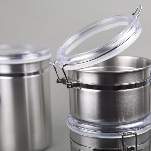  [아마존핫딜][아마존 핫딜] Creative Home 50274 4-Piece Canister Container Set with Air Tight Lid and Locking Clamp, Stainless Steel