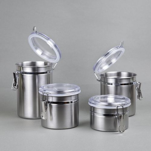  [아마존핫딜][아마존 핫딜] Creative Home 50274 4-Piece Canister Container Set with Air Tight Lid and Locking Clamp, Stainless Steel