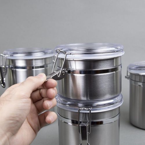  [아마존핫딜][아마존 핫딜] Creative Home 50274 4-Piece Canister Container Set with Air Tight Lid and Locking Clamp, Stainless Steel