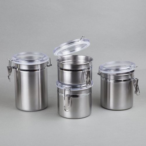  [아마존핫딜][아마존 핫딜] Creative Home 50274 4-Piece Canister Container Set with Air Tight Lid and Locking Clamp, Stainless Steel