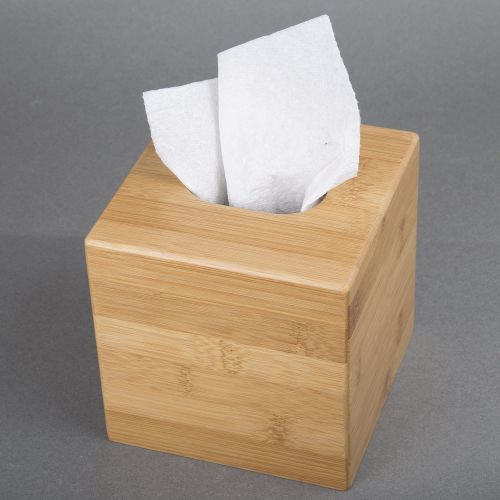  Creative Home Bamboo Square Box Holder Tissue Cover, Dispenser, Natural Finish