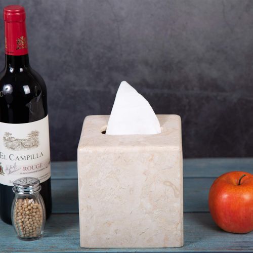  Creative Home Champagne Marble Spa Hand Carved Tissue Box Holder